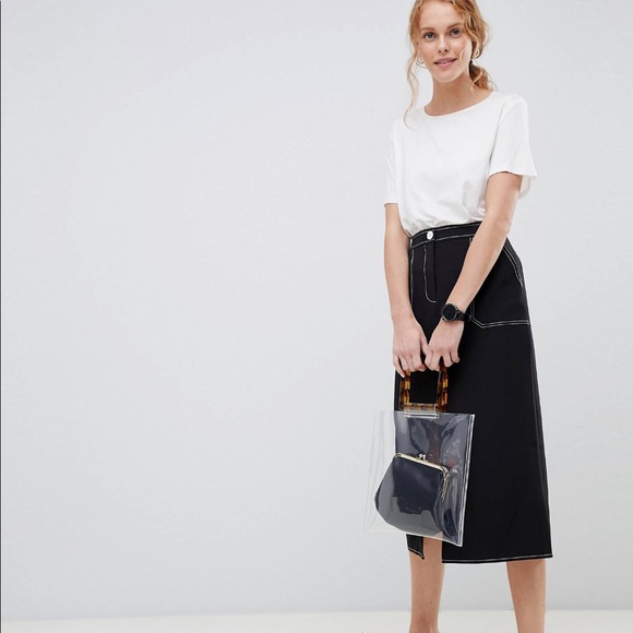 ASOS contrast stitch midi Skirt - Picture 2 of 5